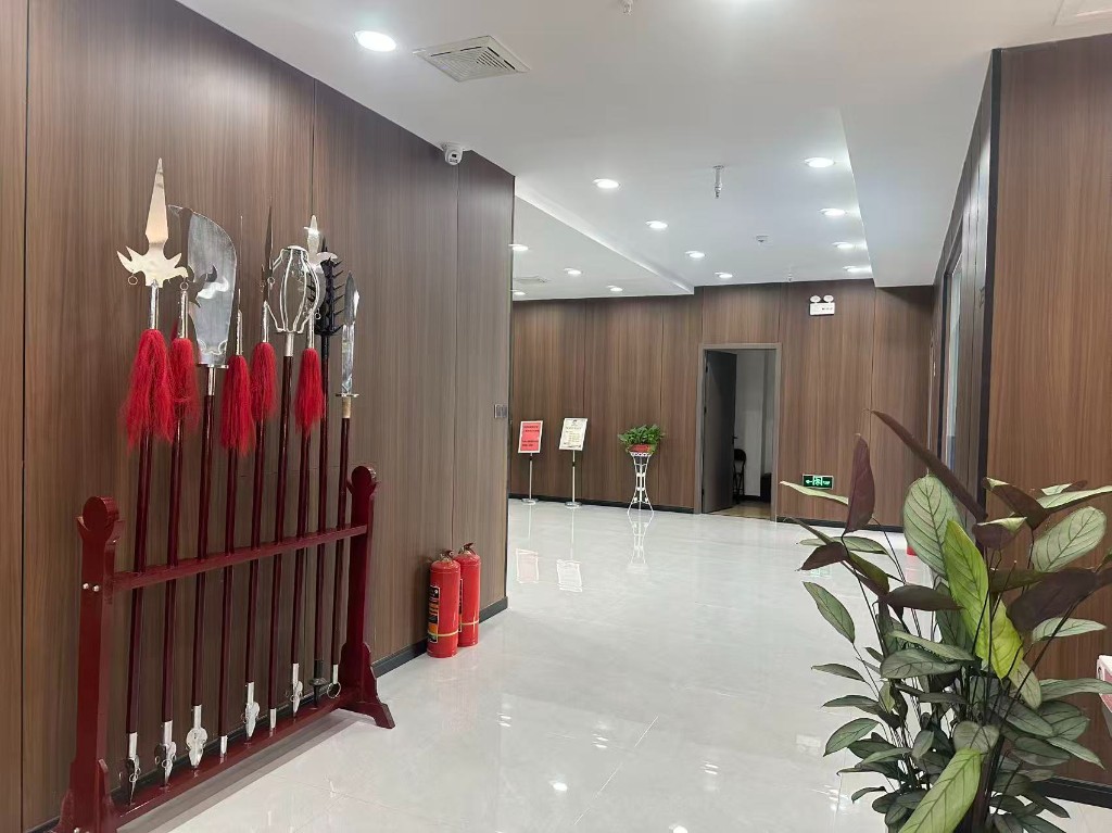 Traditional weapons display in hallway
